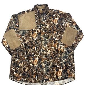 Mens Clearwater Outfitters Deer Print Long Sleeve Shooting Shirt Hunting Size XL